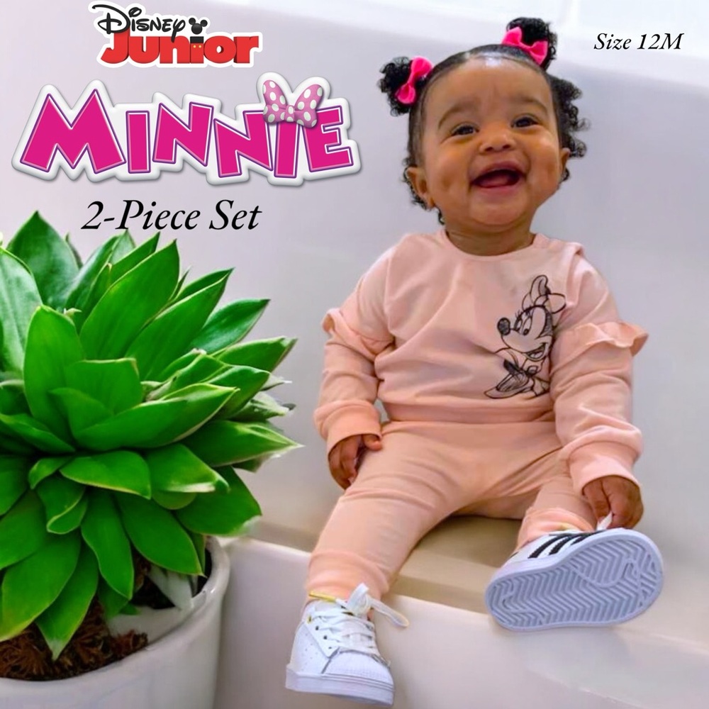 2pc Minnie Mouse Cosplay Fleece Pullover and Joggers Set - Pink